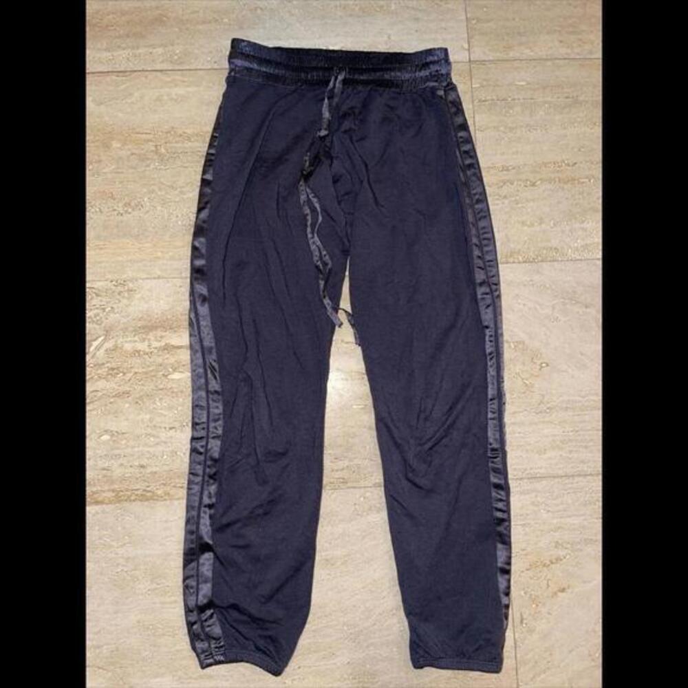 PJ Harlow Dena Ribbed Jogger Pant with Satin Drawstring XS Black